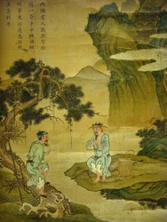 Conversation between a fisherman and woodman (detail)