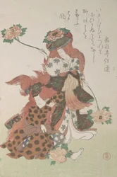 Two Dancers Performing a Shakkyomono Kabuki Dance