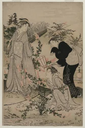 Women Cutting Branches of Bush Clover, The Noji Tama River in Omi Province