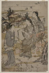 Women with Salt Pails; The Noda Tama River in Mutsu Province, from an untitled series of the Six Tama Rivers