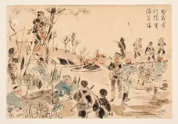 Telegraph Corps Establishing Telegraph Lines in the Field