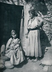 Kabyle Women at the Door of Their Dwelling Near the Mediterranean Coast, Algeria