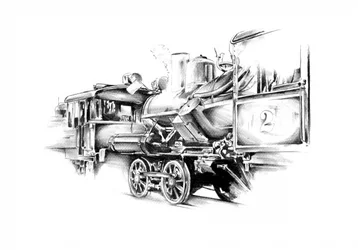 Classic Steam Train Sketch