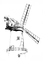 Classic Windmill Drawing