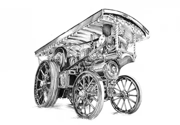 Detailed Steam Engine Drawing