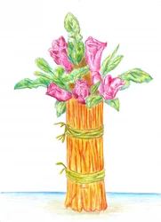 Rustic Vase Pink Flowers