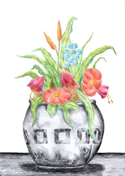 Vibrant Floral Drawing