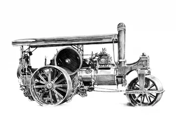 Vintage Steamroller Drawing