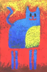Whimsical Blue Cat