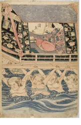 Spring scene of young women on a journey