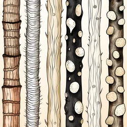 Tree Trunk Sections, Boho Clipart, Boho Drawing Pattern, Boho Trunk 1