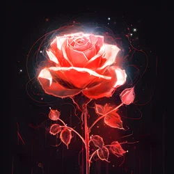 A Sketch of a Blooming Red Rose, with Only One Bloom and Some Detailed Lines 1
