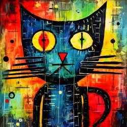 Cute Cat in the Style of Picasso, Joan Miro, and Basquiat 3
