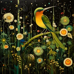 Hummingbirds and a Frog in the Forest 3