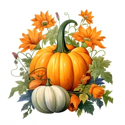 Pumpkin with Flowers Growing Out 2