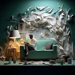 Man Sitting on a Sofa, Watching TV 1