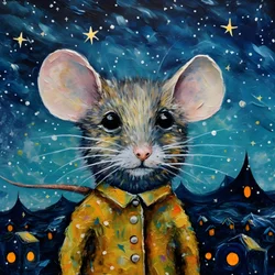 Portrait of the Mouse Animal Starry Night 1