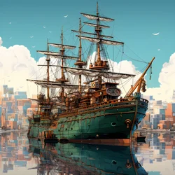 A Large Ship in the Water 1