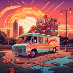 Artistic Event Poster for Food Trucks in a Skatepark in Northern California 3