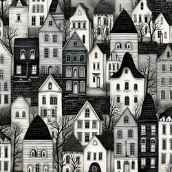 A Black and White Picture of Houses 4