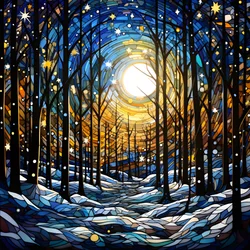 A Scene from the Snowy Forest with Stars 4
