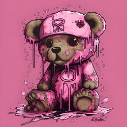 Pink Unisex Teddy with a Brown Tattoo on the Forehead 4
