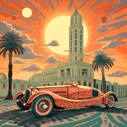 Beautiful, Elegant, Minimalist, Quilted Masterpiece in the Artistic Style of Shepard Fairey: 1 in Commemoration of the Grand Prix of Monaco 1940, Historic Race Cars Competing 2