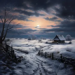 Snowy Landscape. A Mediaeval Farm 1