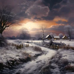 Snowy Landscape. A Mediaeval Farm 4