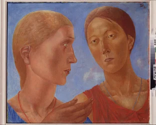 Two of Them. Painting by Kuzma Sergeyevich Petrov-Vodkin