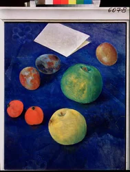 Fruits on a Blue Tablecloth