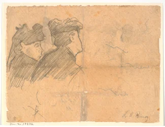 Profile Study of Two Women with Hats