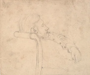 Sleeping Man on a Sofa. Half Figure