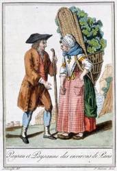 Peasant and Peasant of Paris - in Encyclopedia of Travels by J. Grasset St Sauveur, Deron, Paris