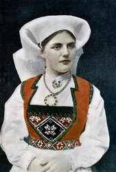 Woman wearing Norwegian national costume, c. 1890