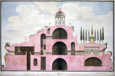 Cross section of a project for an artificial mountain in honour of the Festival of Reason to be erected in a public garden at Bordeaux