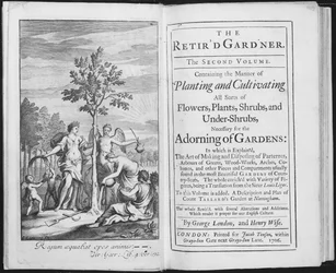Frontispiece to The Retired Gardener by George London and Henry Wise, engraved by Van der Gucht, 1706