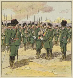 General Kuropatkin reviews the troops after the battle of Kinchow