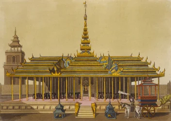 The King of Siam Addresses Courtiers in his Pavilion (plate 69) from Le Costume Ancien et Moderne by Jules Ferrario engraved by Gaetano Zancon published c.1820s-30s