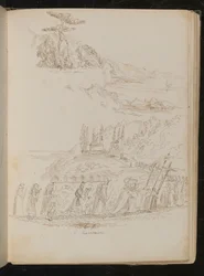 Study of a Monastic Procession in a Coastal Landscape