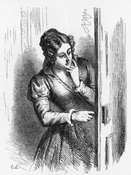 Illustration for Rise and Fall of Cesar Birotteau, novel by Honore de Balzac from Human Comedy, engraving by Laisne