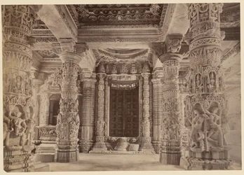 Doorway and Upper Pillars, Delwara Temple, Mount Abu