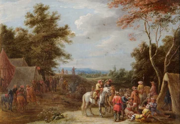 An Encampment with Soldiers Playing Cards, c. 1660