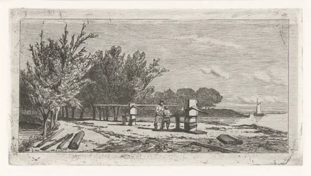 Man and Boy Along the Riverbank