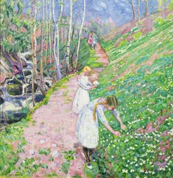 Girls Picking Wood Anemone
