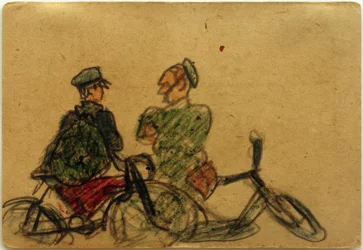 Untitled (Cyclists in Conversation)