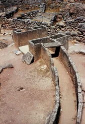 Aerial view of the first circle of tombs (royal cemetery) discovered by the archeologist Heinrich Schliemann (1822-1890) in the years 1870: site of the ancient city of Mycenae, in the Peloponnese (1500-1100 BC) Greece