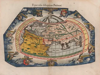A World Map as Written Down by Ptolemy (Typus Orbis Descriptione Ptolemaei) by Laurent Fries from Gaspar Trechsel