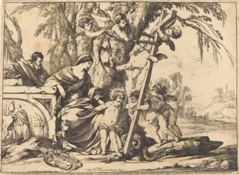 Holy Family with Angels and the Cross, Crushing a Serpent