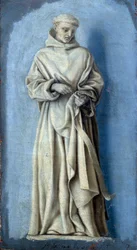 Saint Etienne de Grammont holding a ring in the right hand